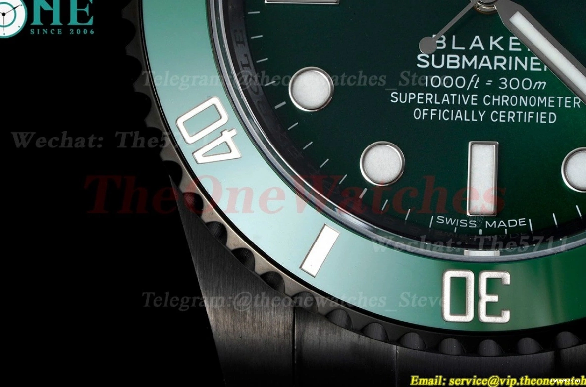 VS3135 SS DLC Green Blaken V6F Dot 40mm Submariner 0407